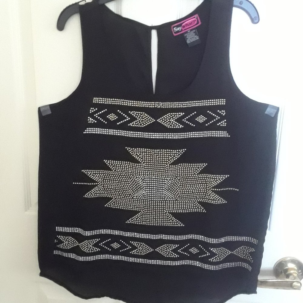Black  Gold/Siler Beaded Top